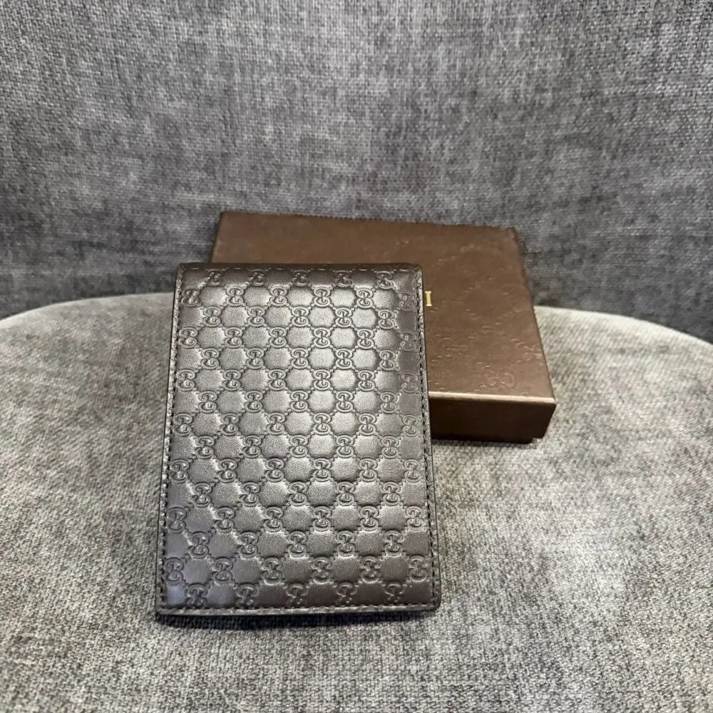 Gucci Micro Guccissima Brown Leather Bifold Wallet 496334 NEW